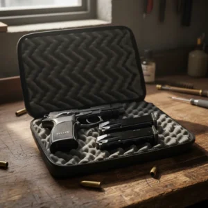Estuche Gun Case Termoformado Porta Armas Houston 4 Pulgadas Super Acolchado Negro